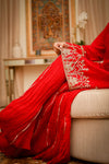 Pure Raw Silk Red Dress