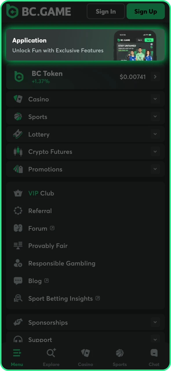 Visit the official BC Game sports betting platform.
