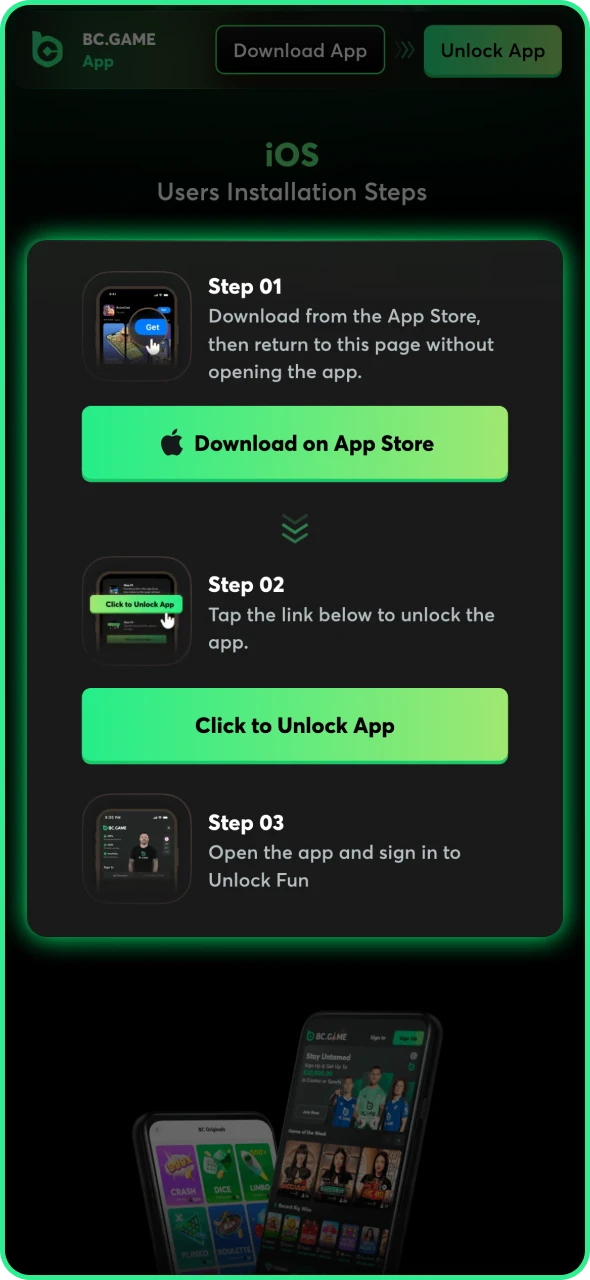 Select the type of BC Game app you need to download.